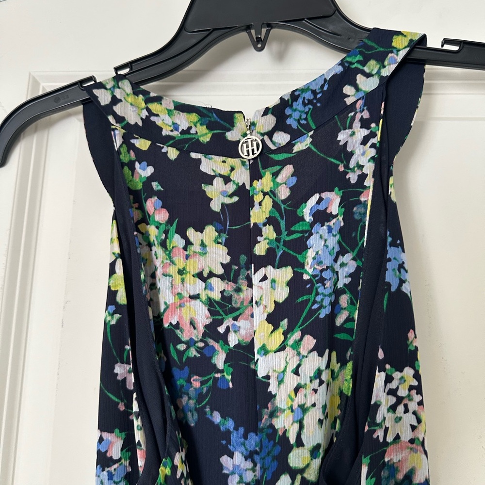 Tommy Hilfiger Blue Tie Front Halter Midi Sundress